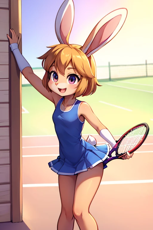 Female furry teenager sara rabbit with Tennis sd dress tiny toons adventure style