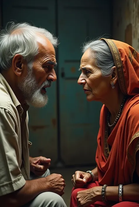 angry old indian husband and wife