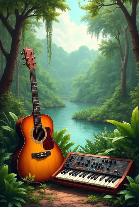 Pantanal Pantanal Pantanal Style Background with guitar and keyboard 