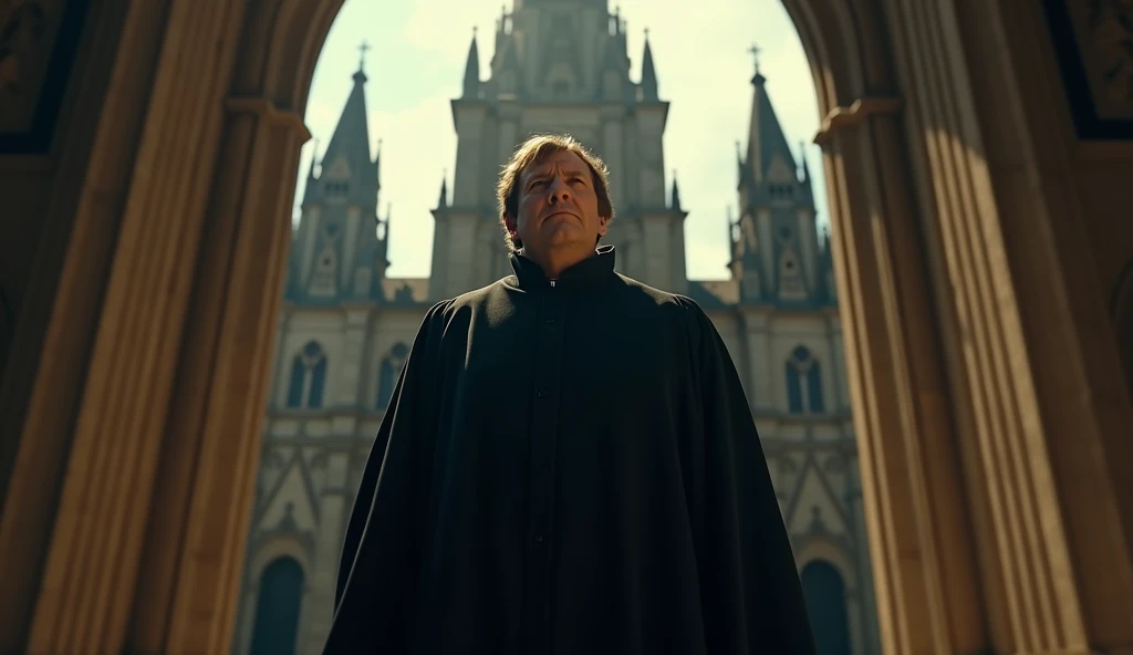 Martin Luther on the church revolution. Cinematic image 