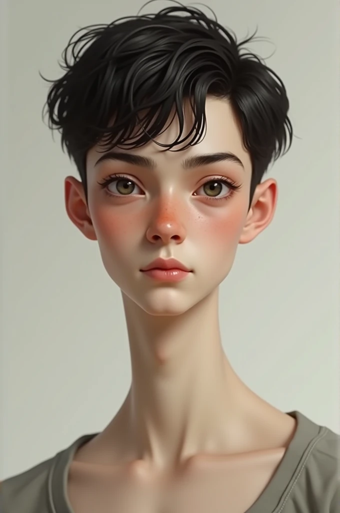 Male teenager with nose and long neck