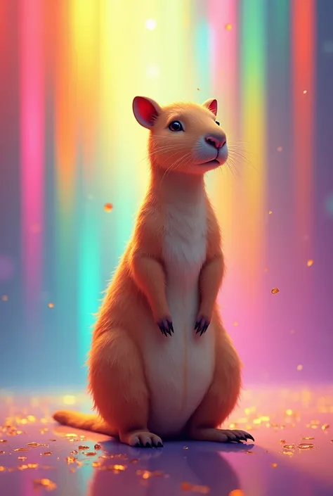 Capybara slim drawing 4k rainbow background