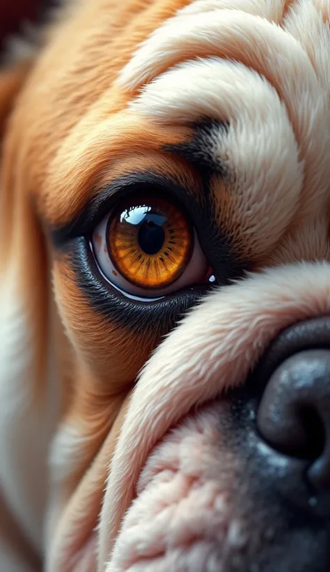 Un ojo de un Bulldog.