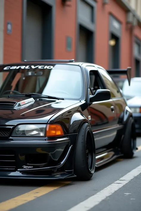 Honda Civic 1989 super tuned and modified color black sports style with wide body 