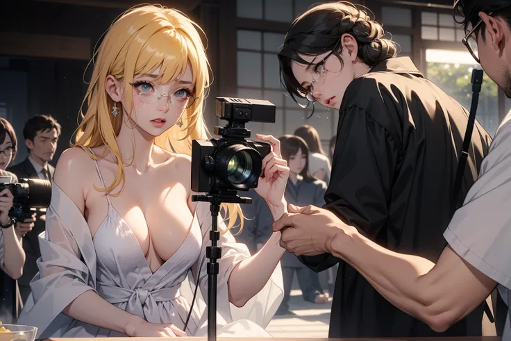 masterpiece、 high definition 、8k、  Anime Ladies、Subtle and detailed lighting、  detailed digital illustrations 、Very long and shiny hair、Blonde、  very beautiful woman 、Double Eyes 、big、Bust is D cup、 high image quality、 High Quality 、 Detailed Background 、(...