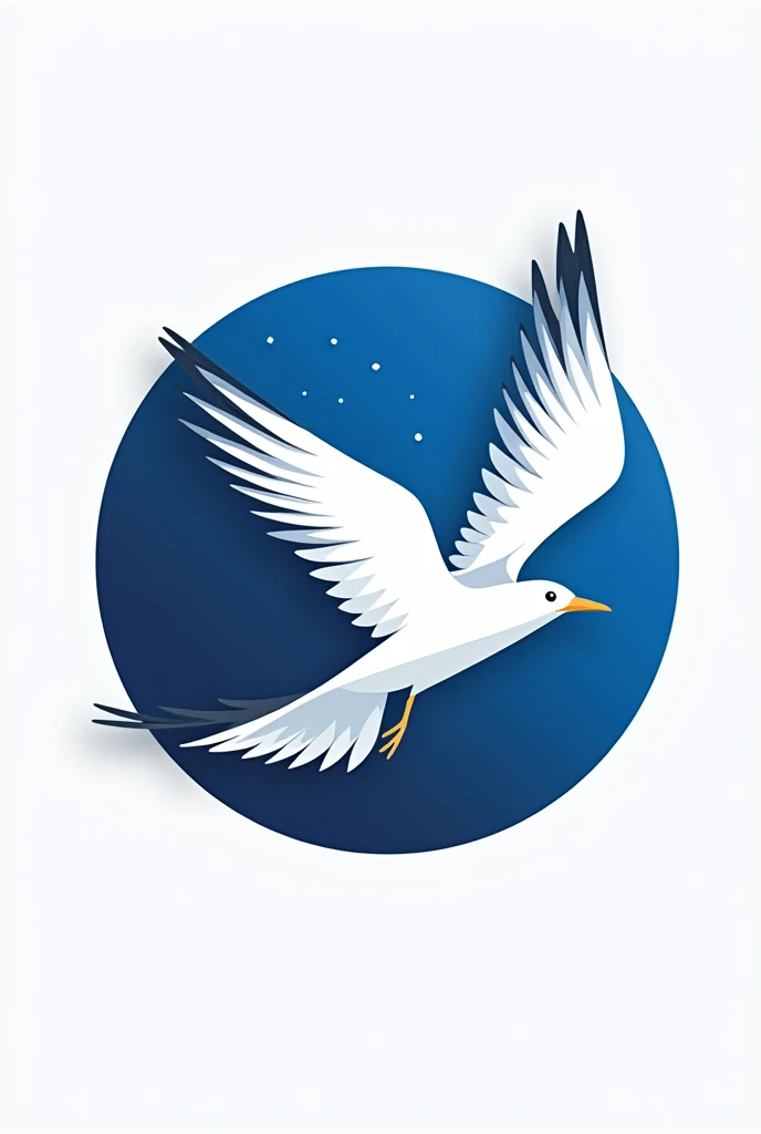 Logo with seagull for fotball blue and white with circle