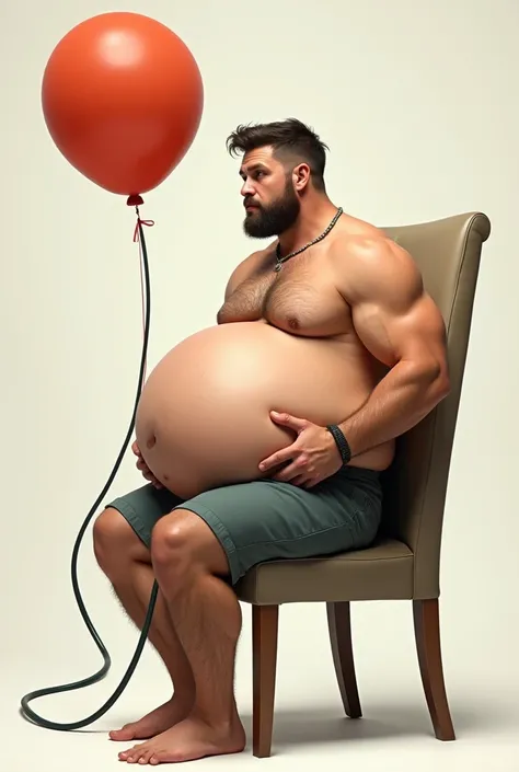  balloon. . The belly is bigger than a volleyball. Draw a picture of a young man sitting on a .  The belly must stick out to the side.  chair on his side and his stomach bloated like a .  with the hose on the hip .  and the hands must be tied behind the ch...