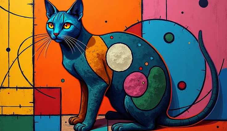 Cat image with reference to Romero Brito