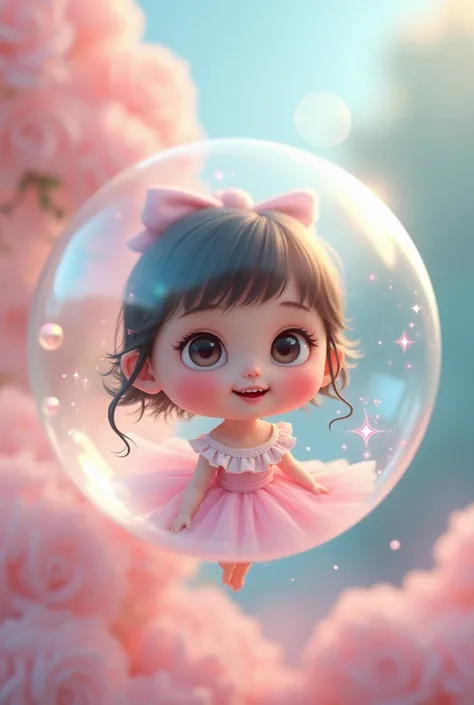 Ultra delicate、 Max Image、cute、 pastel colors 、Popup、fun、cute女の子、Inside the soap bubble