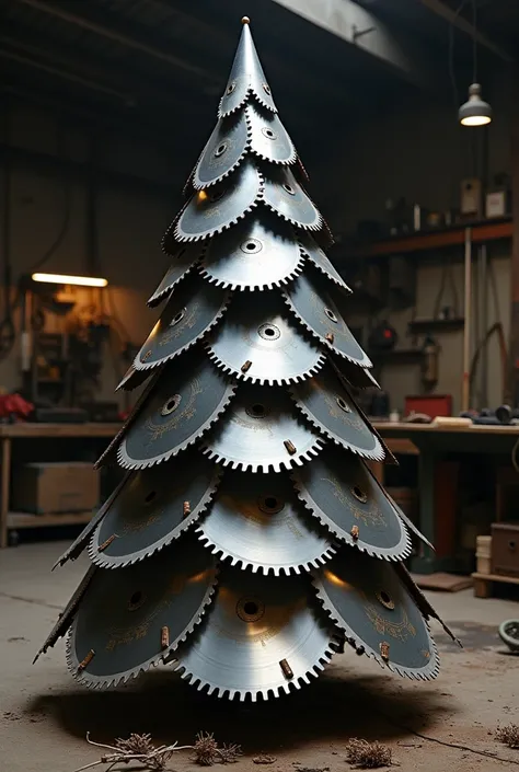 Make a Christmas tree made of circular saws