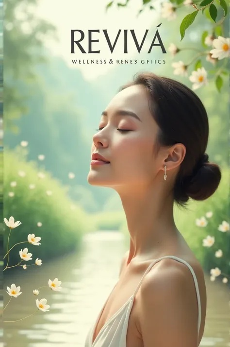 Create a beautiful esthetic image poster advertising a clinic named Reviva Wellness & Aesthetics Laser Clinic.
It should have either a woman in the background. 