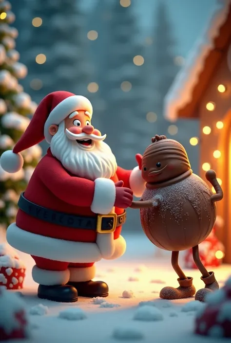 SANTA CLAUS WITH HIS ANIMATED CHOCOLATE 