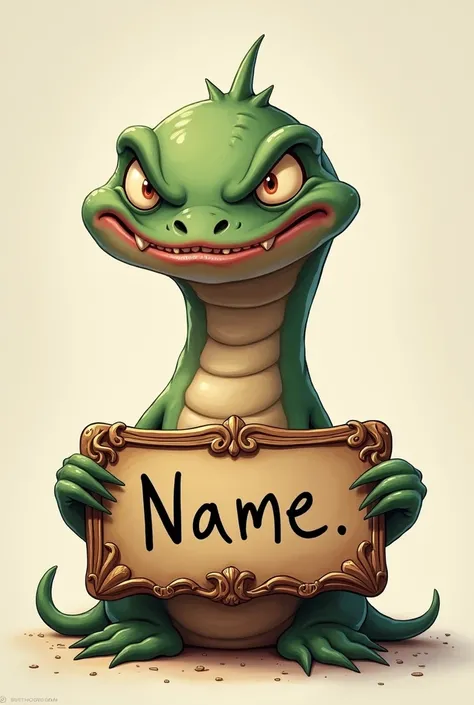  Create an image of : a bad worm holding a plaque with Longs name