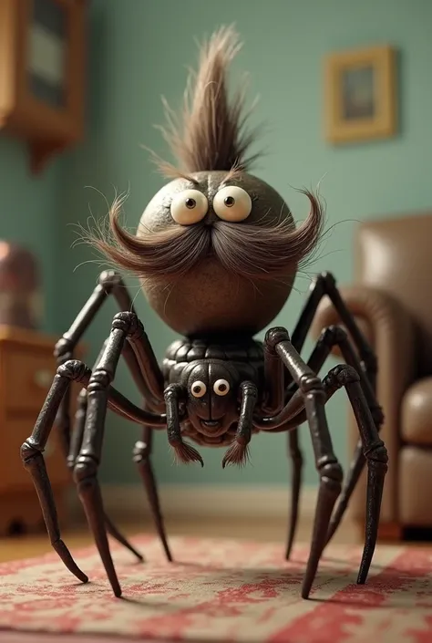 A spider with legs growing on top and a long mustache is family