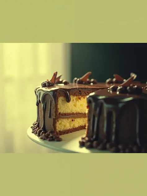  Cinematic chocolate scene,  chocolate cake ,  dark background, high quality photo, wet texture, glaze, studio photo, piece,  shallow depth of field , vignette,  very detailed, big budget, hips, cinemascope, gloomy,  epic ,  Gorgeous,  film grain , grainy