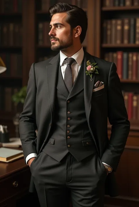 make a man wearing old money outfit 