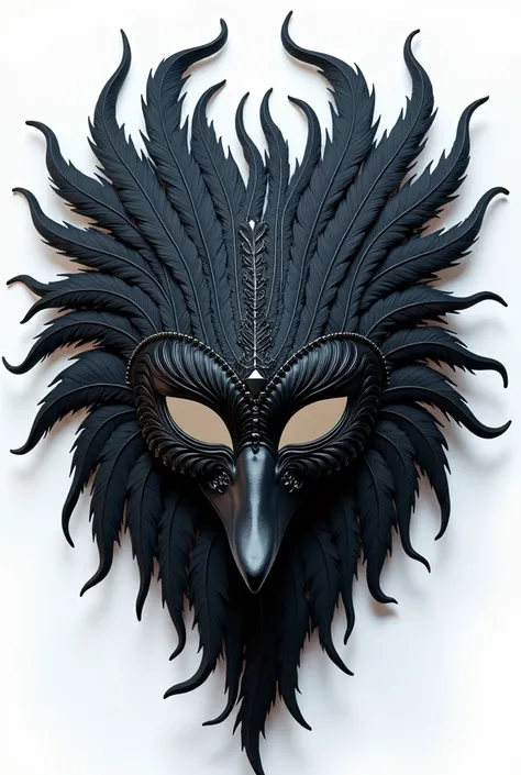 black swan mask on a transparent background, without feathers with elements of red gemstones