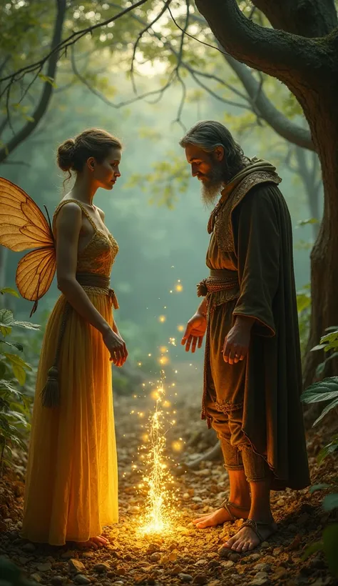 Greedy man thought why not ask the fairy for a wish in return for her help. So that he could become more rich.The man told the fairy and the fairy, after listening to him, gave him a chance to fulfill a wish.So that greedy man said, "Everything that I touc...