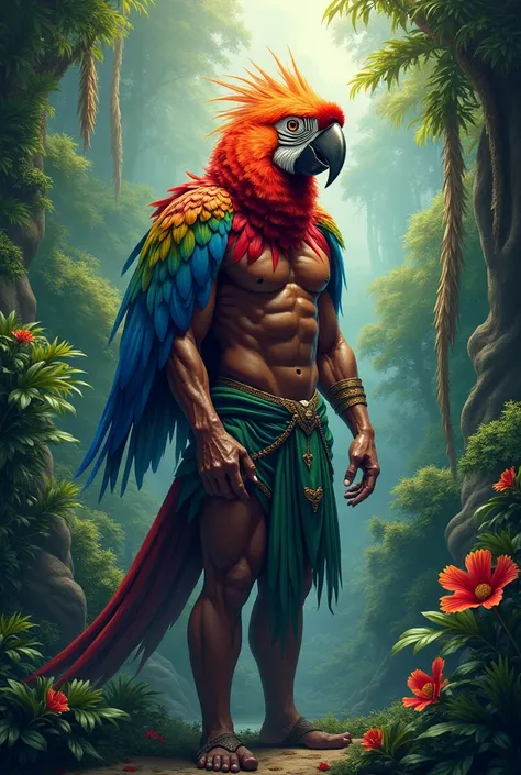 An Indian with the head of a macaw