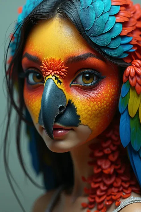 An Indian with the face of a macaw