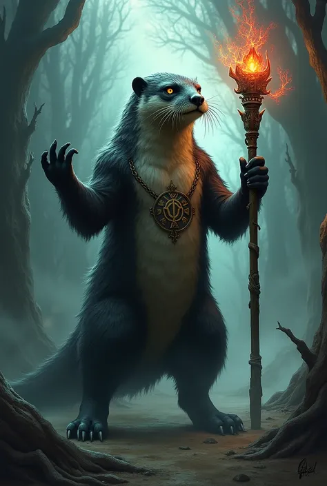 God the otter badasse who represents death with a magic staff in his dough 