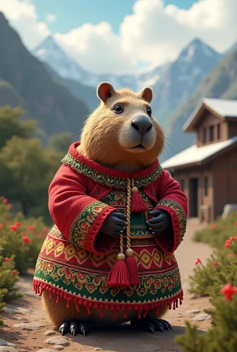 Capybara Christmas dress Andean style Peru