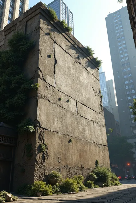 An ultra-realistic wall that is located in the heart of a city 