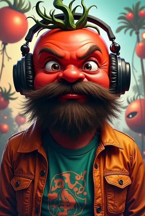 DJ man with tomato face and beard