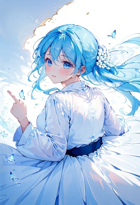 masterpiece, best quality, extremely detailed, (illustration, official art:1.1), 1 girl ,(((( light blue long hair)))), ,(((( light blue long hair)))),light blue hair, , long hair ((blush)) , cute face, big eyes, masterpiece, best quality,(((((a very delic...