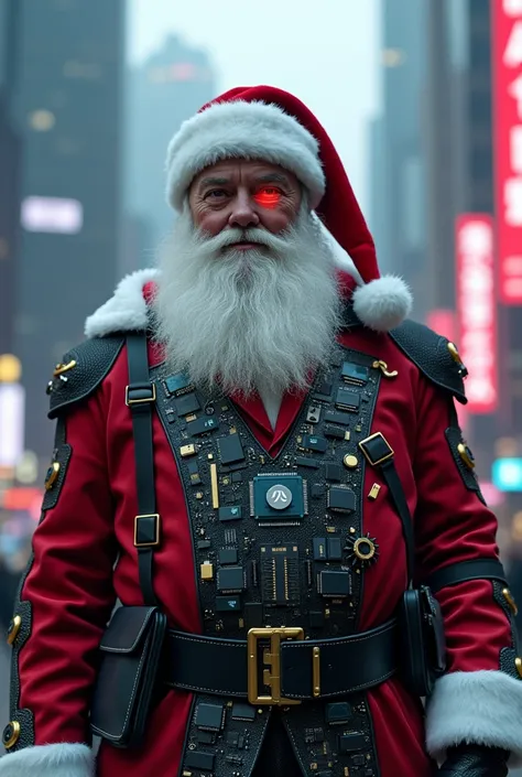 Modern Santa Claus with chips on his body 