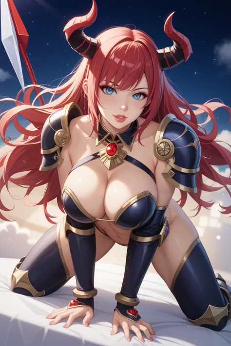 8k,(Female ghost)、悪魔のmakeup、 super beauty who asserts her chest( just like the real thing )、sexy red and black chest armor,Adult Devil Woman 、 just like the whole body 、(Equipped with a long and large spear)、成熟した大きなFemale ghost。Strong jaws( just like the r...