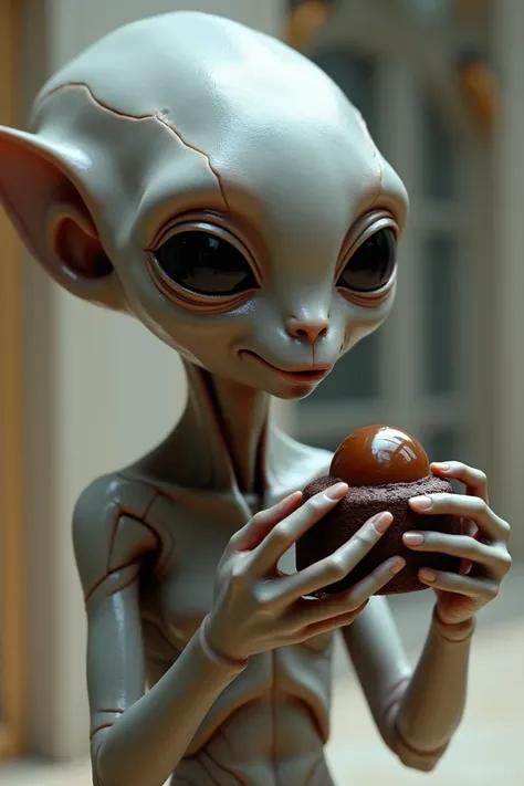 Alien eating chocolate