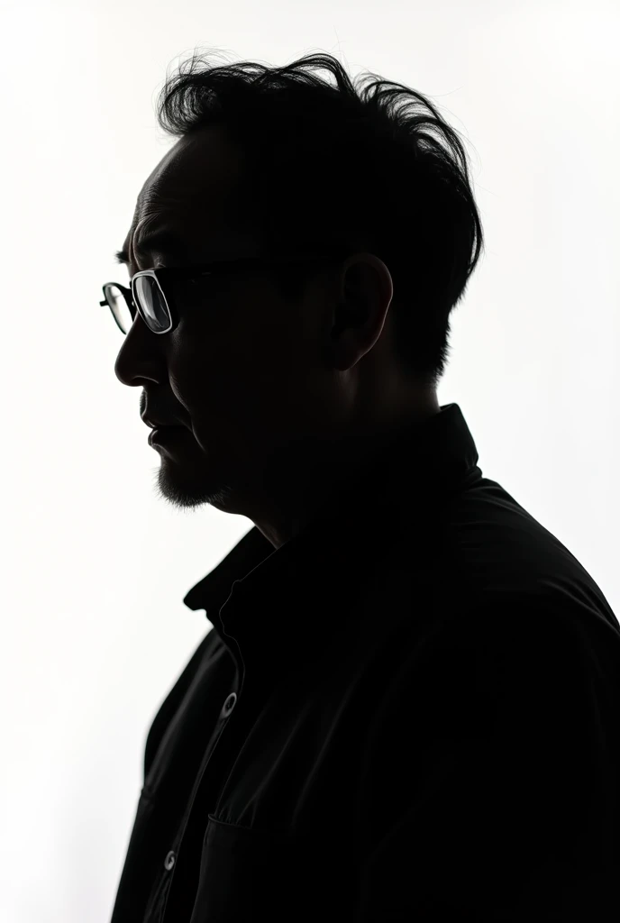 Face silhouette of a 50-year-old Korean man