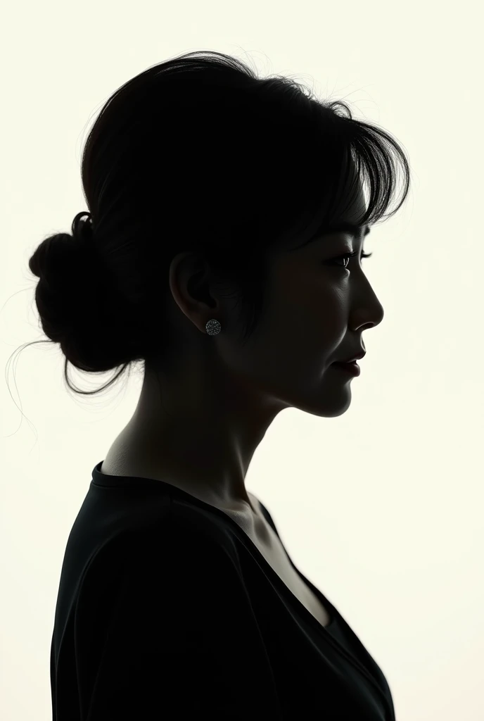 Face silhouette of a 50-year-old Korean woman 