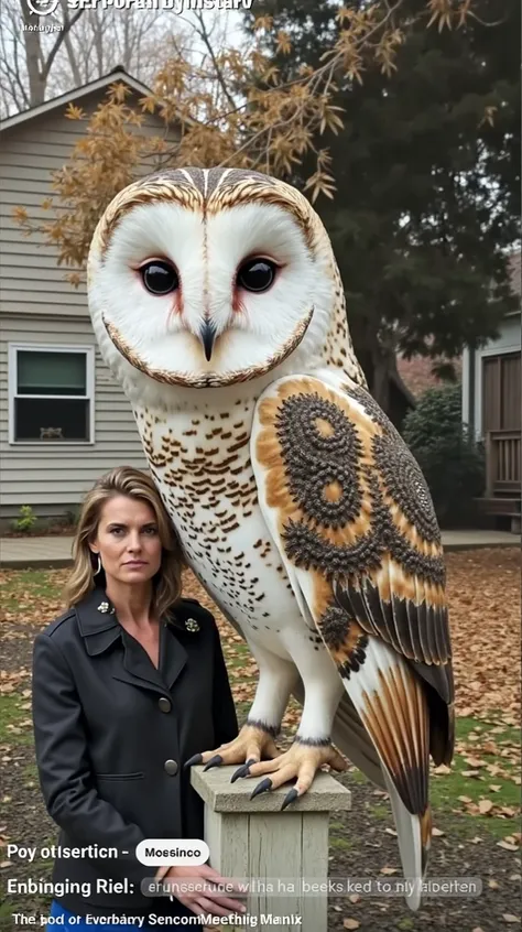 rare giant owl with woman