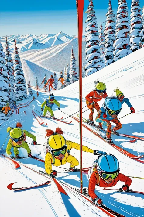 Ski Sprint, by dr seuss.
best quality, masterpiece, intricate details, ultra-detailed