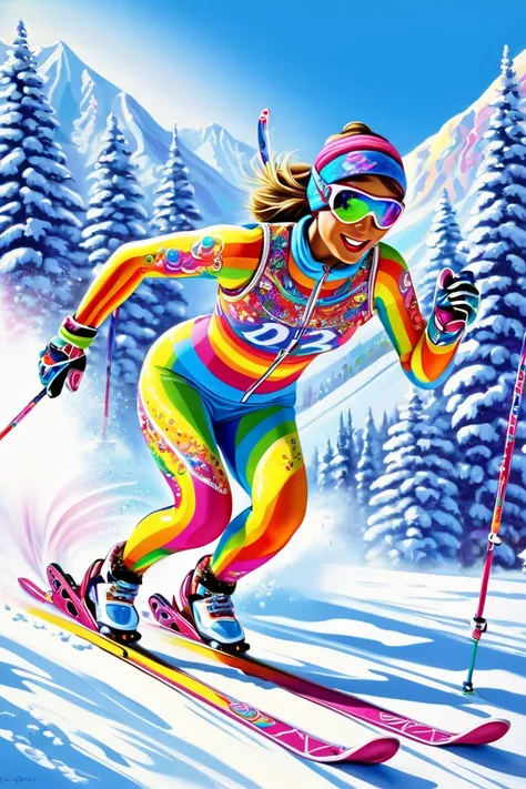 Ski Sprint, by Lisa_Frank.
best quality, masterpiece, intricate details, ultra-detailed