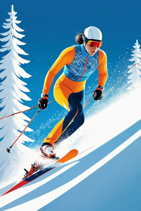 Ski Sprint, by Tang Yau Hoong.
best quality, masterpiece, intricate details, ultra-detailed