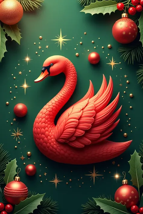  Create a Christmas-themed logo  (red colors, greens, golden, with Christmas spheres , etc)  with a swan as a representative animal ,  Instagram notifications of followers and likes in the surrounding area. And that it appears as the name of the logo "Swan...