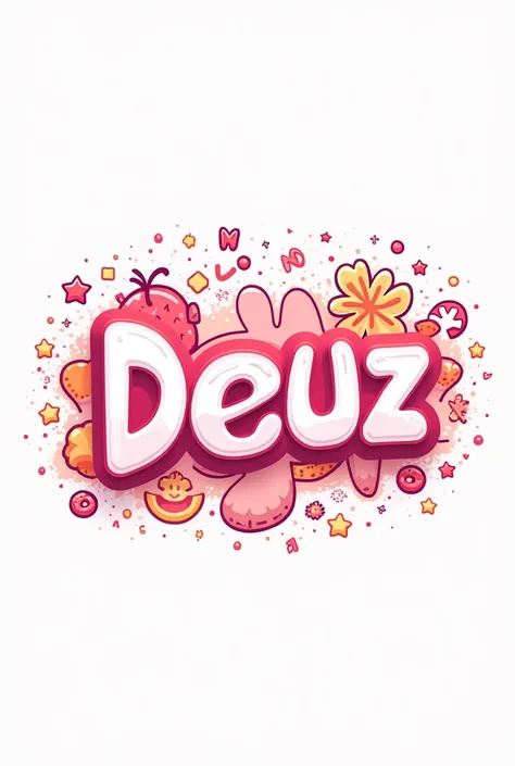 A creative profile picture featuring the word ‘Deuz’ in a playful doodle style. The design is dominated by shades of pink and white, with intricate and fun doodle elements like abstract shapes, swirls, stars, and small icons surrounding the text. The overa...