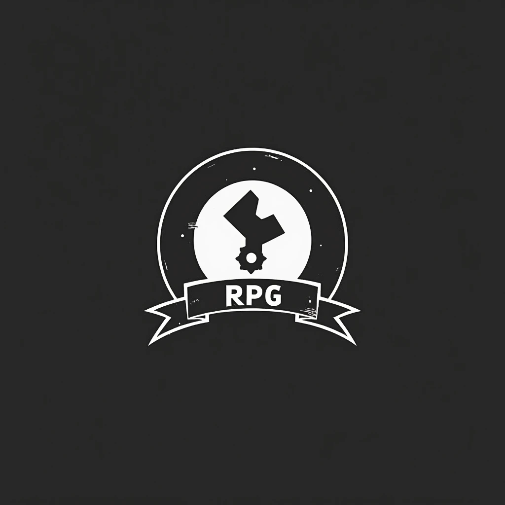 black and white basic icon logo, rpg strap, no detail