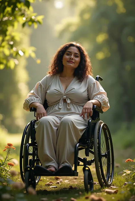 A half-fat woman in a wheelchair 