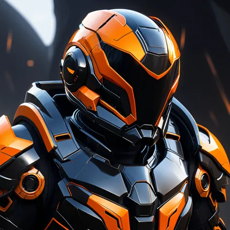 a close up of a sci Fi Orange Black and armor helmet with a  masterpiece concept art, hq 4k wallpaper, epic video game art, fan art, concept art-h 0
