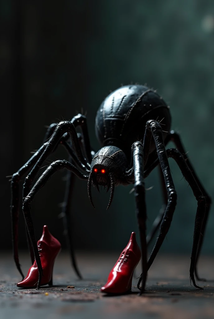 Create a animated black spider with heels