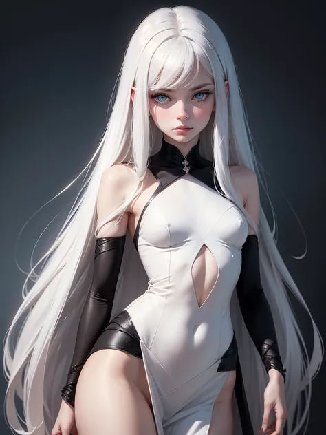 (best quality), 1girl, female, pale skin, white hair, long hair, swept bangs, straight hair, blue eyes, perfect eyes, a_line_dress, petite, skinny body, flat chest, blush, masterpiece, anatomically correct, highres
