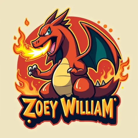 Design a dynamic PFP logo featuring Charizard in an intense, angry pose with flames erupting from its mouth. The background should be bold and minimal, emphasizing Charizards fiery expression. Below Charizard, include the name Charizard Collector in a stro...