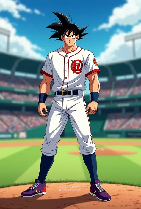 Gokú dressed as a baseball player 