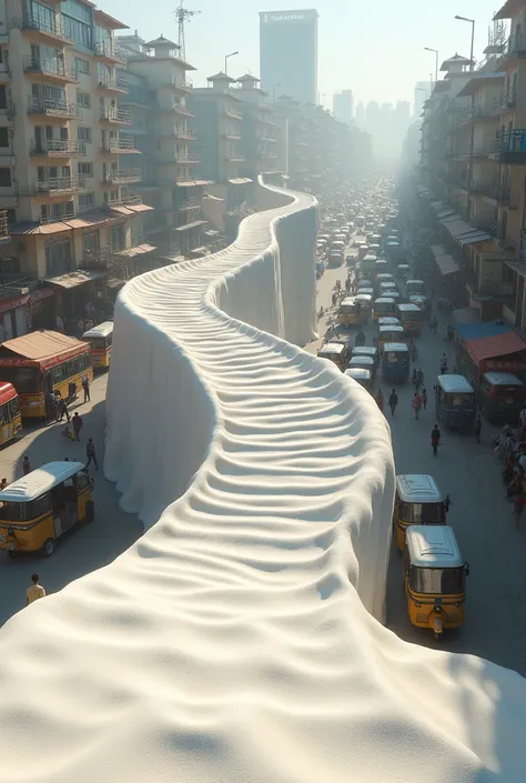 A white sand ladder leading down to a  motor park