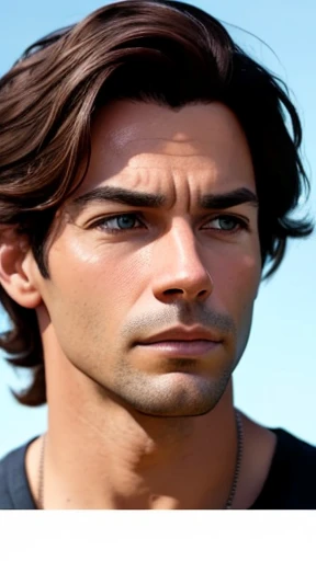 a realistic man Ariel focusing on the face