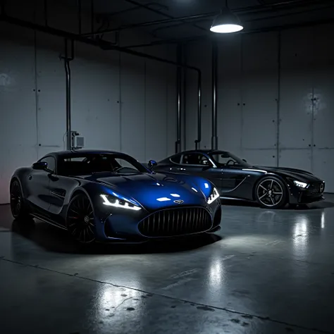 New Colt and benz in dark garage